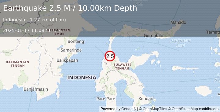 Earthquake Minahassa Peninsula, Sulawesi (2.5 M) (2025-01-17 11:08:56 UTC)