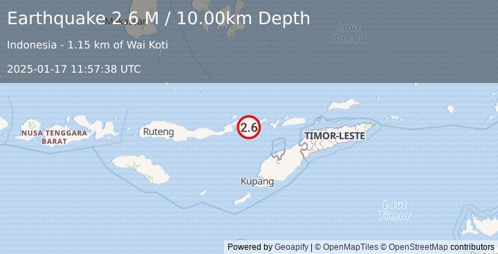 Earthquake Flores Region, Indonesia (2.6 M) (2025-01-17 11:57:38 UTC)