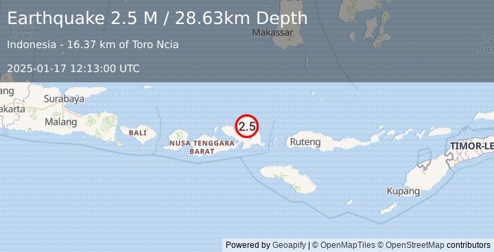 Earthquake Sumbawa Region, Indonesia (2.5 M) (2025-01-17 12:13:00 UTC)