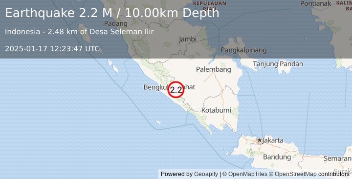 Earthquake Southern Sumatra, Indonesia (2.2 M) (2025-01-17 12:23:47 UTC)