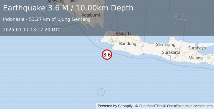 Earthquake Java, Indonesia (3.6 M) (2025-01-17 13:17:20 UTC)