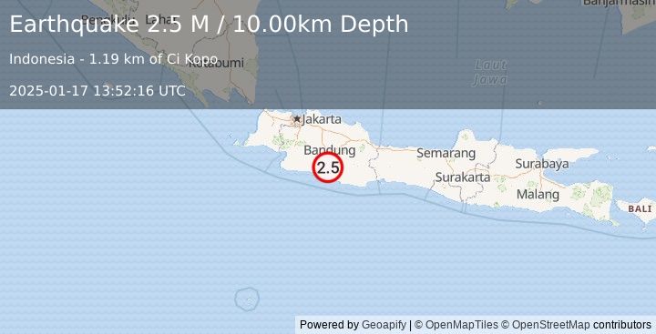 Earthquake Java, Indonesia (2.5 M) (2025-01-17 13:52:16 UTC)