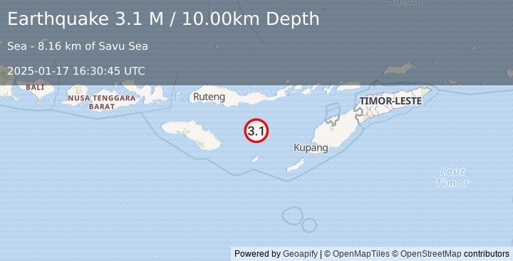 Earthquake Savu Sea (3.1 M) (2025-01-17 16:30:45 UTC)