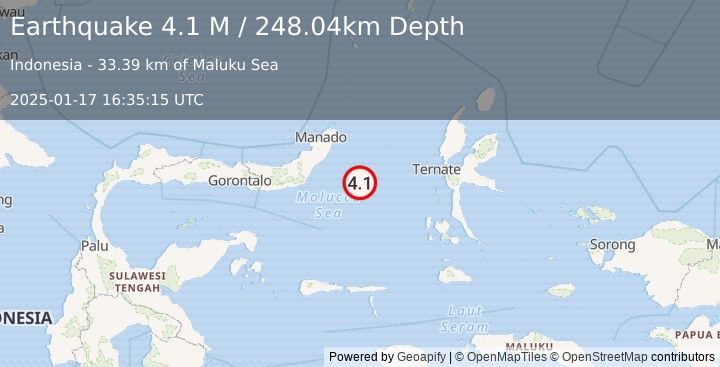 Earthquake Northern Molucca Sea (4.1 M) (2025-01-17 16:35:15 UTC)