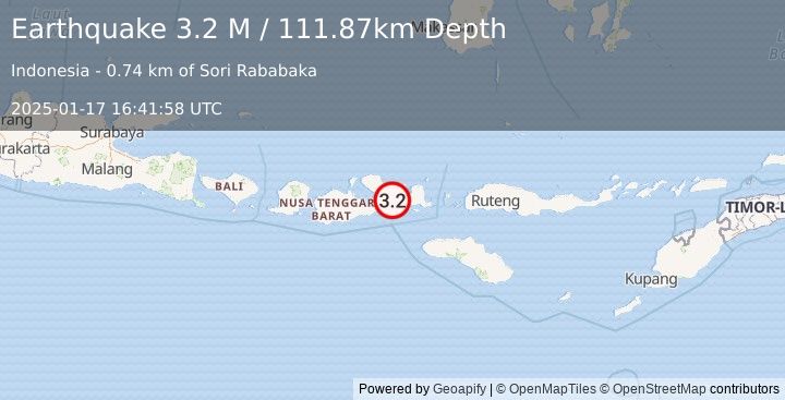 Earthquake Sumbawa Region, Indonesia (3.2 M) (2025-01-17 16:41:58 UTC)