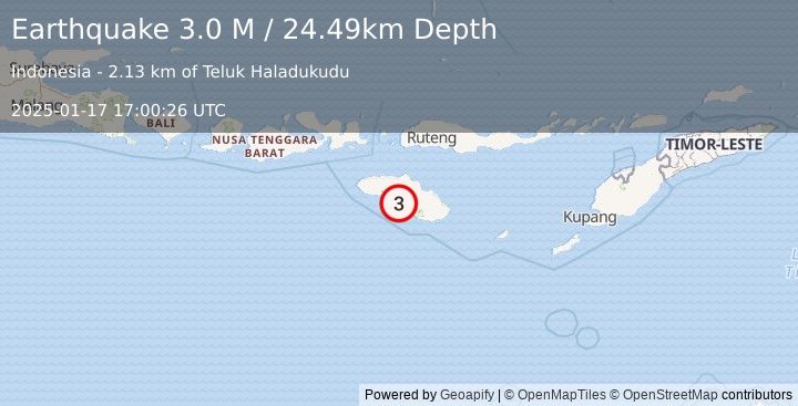 Earthquake Sumba Region, Indonesia (3.0 M) (2025-01-17 17:00:26 UTC)