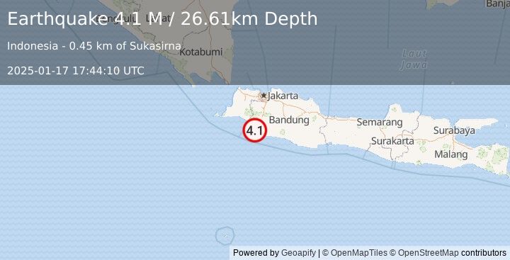 Earthquake Java, Indonesia (4.1 M) (2025-01-17 17:44:10 UTC)