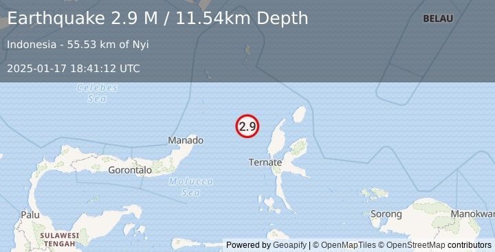 Earthquake Northern Molucca Sea (2.9 M) (2025-01-17 18:41:12 UTC)