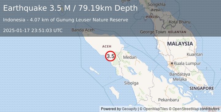 Earthquake Northern Sumatra, Indonesia (3.5 M) (2025-01-17 23:51:03 UTC)