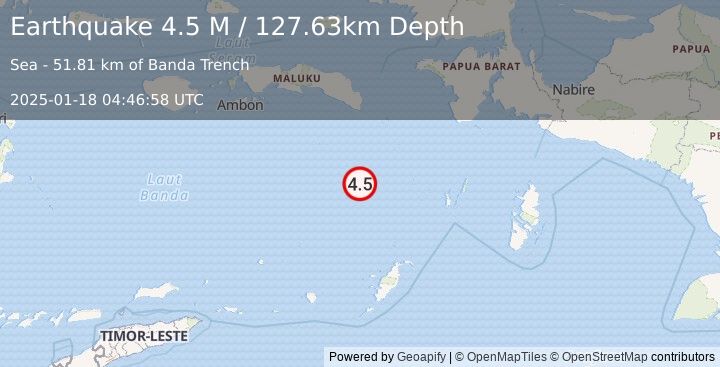 Earthquake Banda Sea (4.5 M) (2025-01-18 04:46:58 UTC)