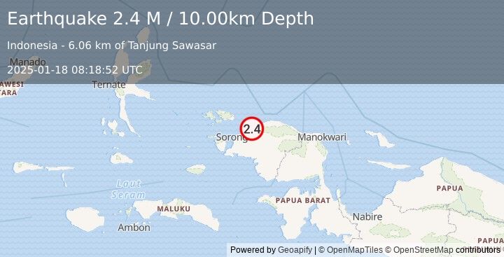 Earthquake West Papua Region, Indonesia (2.4 M) (2025-01-18 08:18:52 UTC)