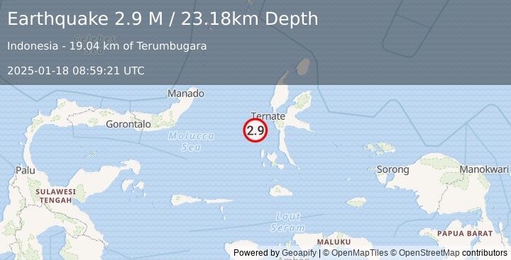 Earthquake Northern Molucca Sea (2.9 M) (2025-01-18 08:59:19 UTC)