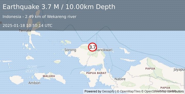 Earthquake West Papua Region, Indonesia (3.7 M) (2025-01-18 10:50:14 UTC)