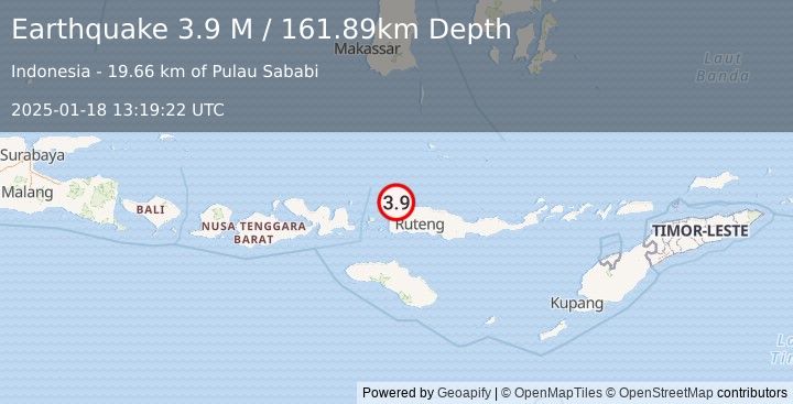 Earthquake Flores Region, Indonesia (3.9 M) (2025-01-18 13:19:22 UTC)