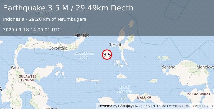 Earthquake Northern Molucca Sea (3.5 M) (2025-01-18 14:05:01 UTC)