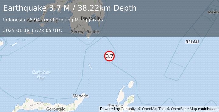 Earthquake Talaud Islands, Indonesia (3.7 M) (2025-01-18 17:23:05 UTC)