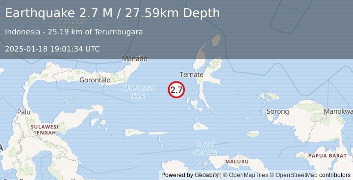 Earthquake Northern Molucca Sea (2.7 M) (2025-01-18 19:01:34 UTC)