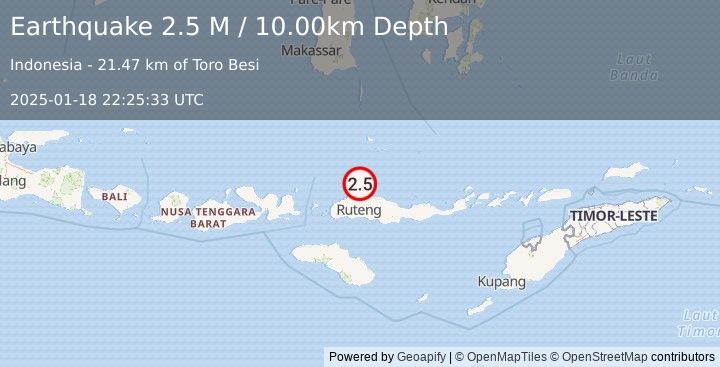 Earthquake Flores Region, Indonesia (2.5 M) (2025-01-18 22:25:33 UTC)