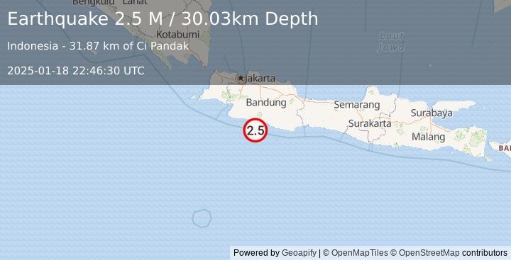 Earthquake Java, Indonesia (2.5 M) (2025-01-18 22:46:30 UTC)