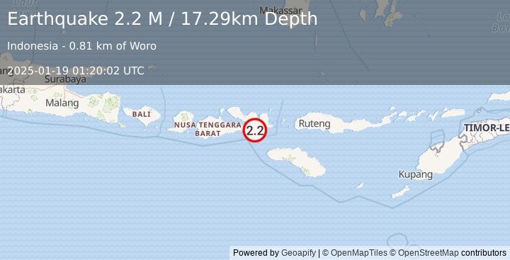 Earthquake Sumbawa Region, Indonesia (2.2 M) (2025-01-19 01:20:02 UTC)