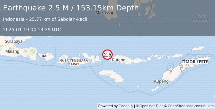 Earthquake Flores Region, Indonesia (2.5 M) (2025-01-19 04:13:29 UTC)