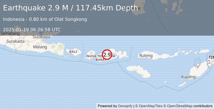 Earthquake Sumbawa Region, Indonesia (2.9 M) (2025-01-19 06:26:58 UTC)