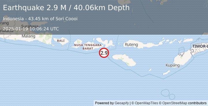 Earthquake Sumbawa Region, Indonesia (2.9 M) (2025-01-19 10:06:23 UTC)