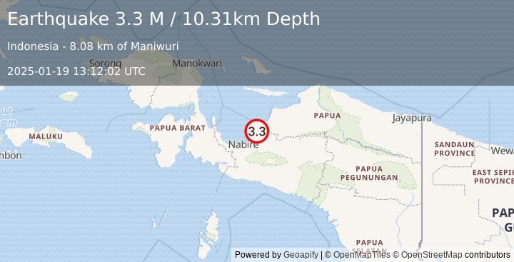 Earthquake West Papua Region, Indonesia (3.3 M) (2025-01-19 13:12:02 UTC)