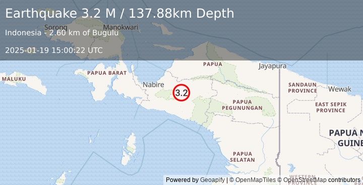 Earthquake West Papua, Indonesia (3.2 M) (2025-01-19 15:00:22 UTC)