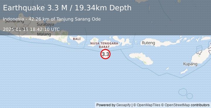 Earthquake Sumbawa Region, Indonesia (3.3 M) (2025-01-19 18:42:09 UTC)