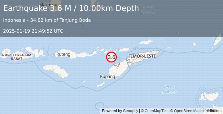 Earthquake Flores Region, Indonesia (3.6 M) (2025-01-19 21:49:52 UTC)