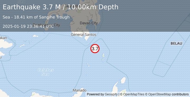 Earthquake Talaud Islands, Indonesia (3.7 M) (2025-01-19 23:36:41 UTC)