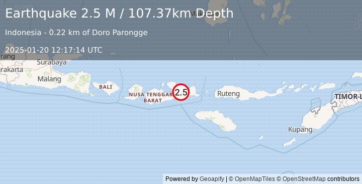 Earthquake Sumbawa Region, Indonesia (2.5 M) (2025-01-20 12:17:14 UTC)