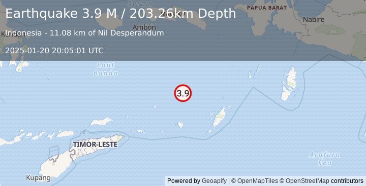 Earthquake Banda Sea (3.7 M) (2025-01-20 20:05:04 UTC)