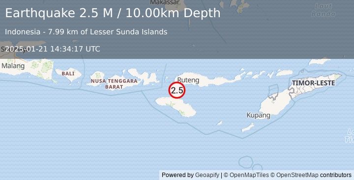 Earthquake Sumba Region, Indonesia (2.5 M) (2025-01-21 14:34:17 UTC)