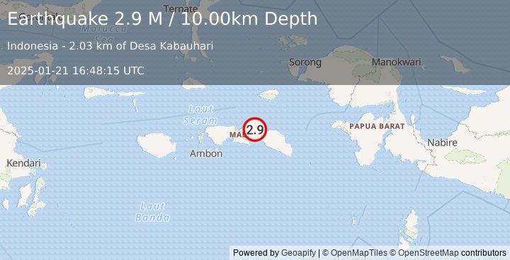 Earthquake Seram, Indonesia (2.9 M) (2025-01-21 16:48:15 UTC)