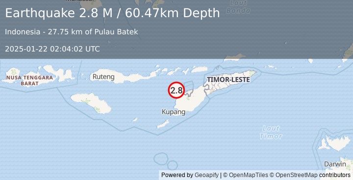 Earthquake Timor Region (2.8 M) (2025-01-22 02:04:02 UTC)