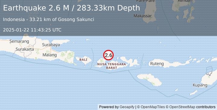 Earthquake Bali Sea (2.6 M) (2025-01-22 11:43:25 UTC)