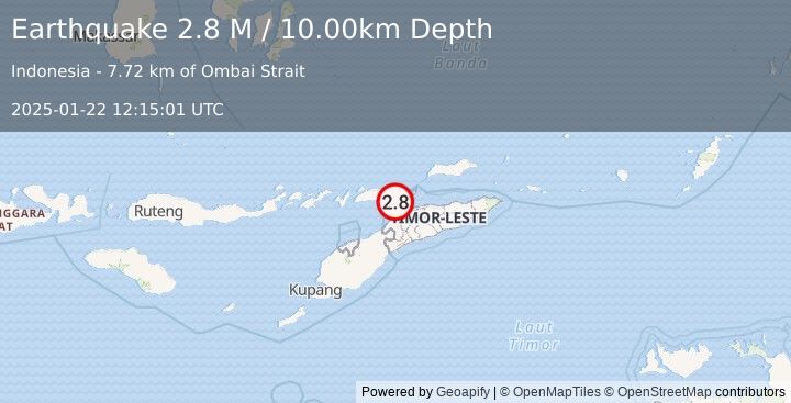 Earthquake Timor Region (2.8 M) (2025-01-22 12:15:01 UTC)