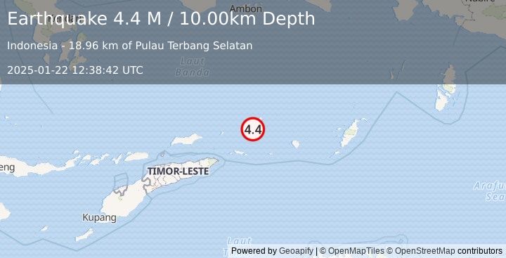 Earthquake Banda Sea (4.4 M) (2025-01-22 12:38:42 UTC)