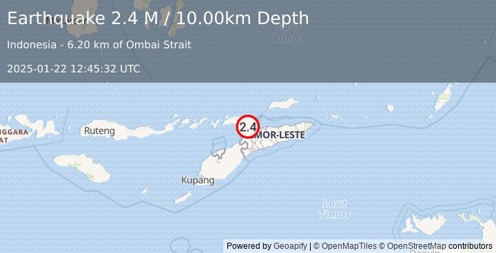 Earthquake Timor Region (2.4 M) (2025-01-22 12:45:32 UTC)