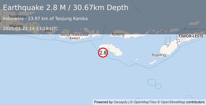 Earthquake Sumba Region, Indonesia (2.8 M) (2025-01-22 14:53:19 UTC)