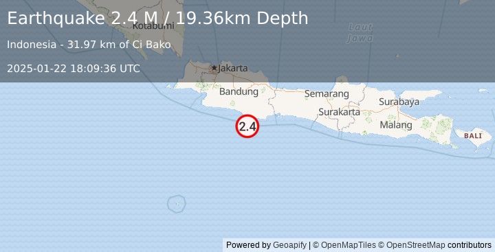 Earthquake Java, Indonesia (2.4 M) (2025-01-22 18:09:36 UTC)