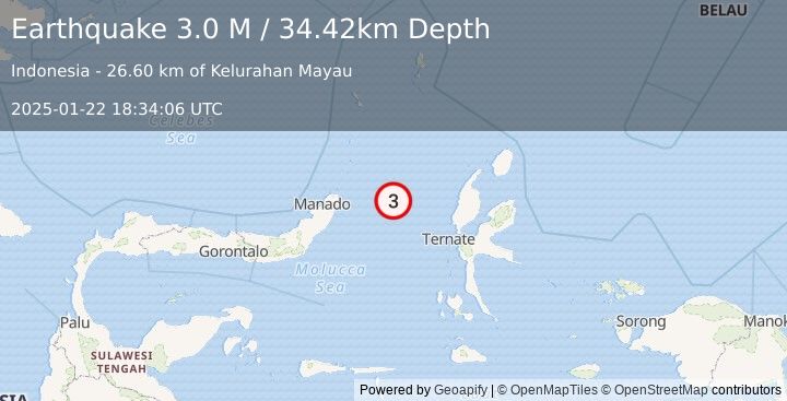 Earthquake Northern Molucca Sea (3.0 M) (2025-01-22 18:34:06 UTC)