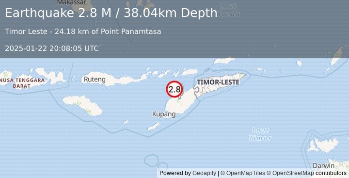 Earthquake Timor Region (2.8 M) (2025-01-22 20:08:05 UTC)