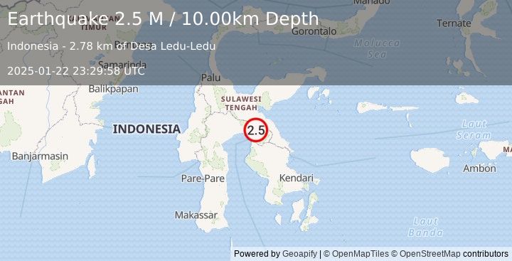 Earthquake Sulawesi, Indonesia (2.5 M) (2025-01-22 23:29:58 UTC)