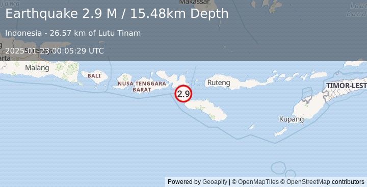 Earthquake Sumbawa Region, Indonesia (2.9 M) (2025-01-23 00:05:29 UTC)