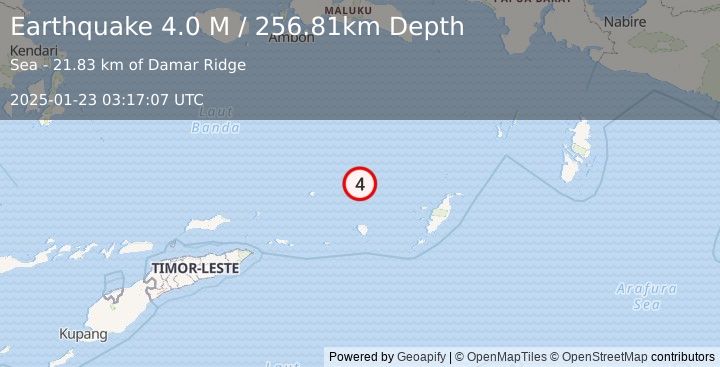 Earthquake Banda Sea (4.0 M) (2025-01-23 03:17:05 UTC)