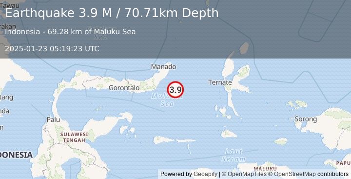 Earthquake Northern Molucca Sea (3.9 M) (2025-01-23 05:19:23 UTC)