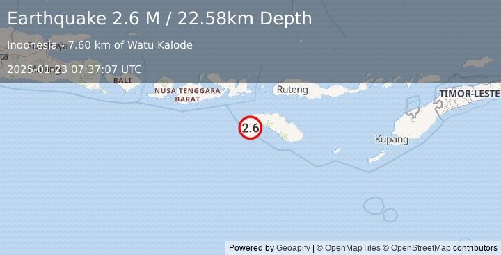 Earthquake Sumba Region, Indonesia (2.6 M) (2025-01-23 07:37:07 UTC)